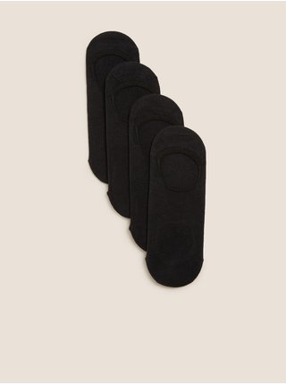 Bavlněné nízké ponožky Trainer liner, sada 4 párů Marks & Spencer černá