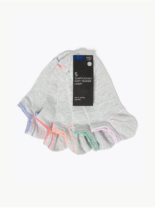 Sada pět párů šedých dámských nízkých ponožek Marks & Spencer Sumptuously Soft™