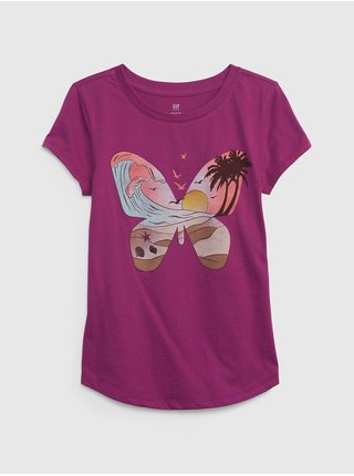 Fialové holčičí tričko organic s motýlem GAP
