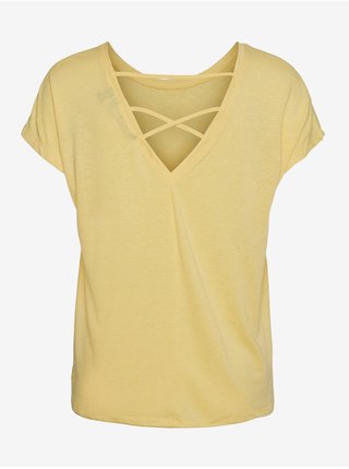Žluté tričko s výstřihem na zádech VERO MODA Ulja June