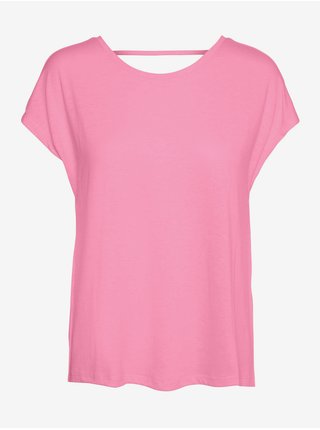 Růžové tričko s výstřihem na zádech VERO MODA Ulja June
