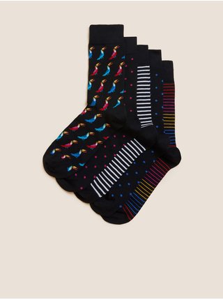 5 párů ponožek Cool & Fresh™ s vysokým podílem bavlny Marks & Spencer černá