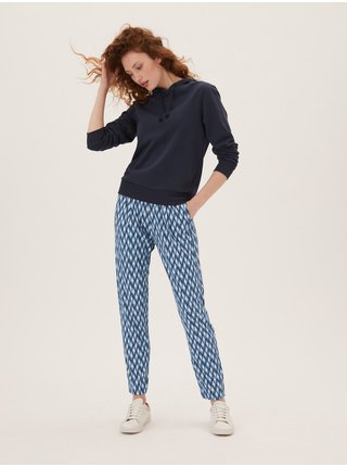 Modré dámské vzorované kalhoty Marks & Spencer