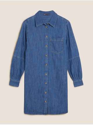 Džínové košilové šaty ke kolenům Marks & Spencer denim