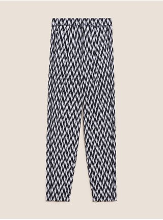 Voľné žerzejové nohavice, mierne zúžené, s potlačou Marks & Spencer čierna