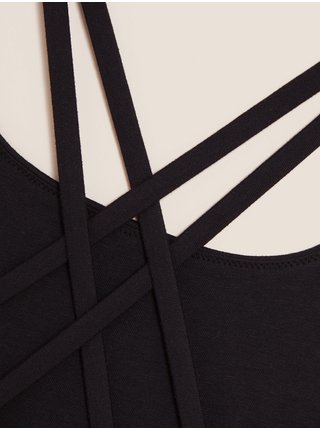 Černý dámský zkrácený top s překříženými ramínky na zádech Marks & Spencer