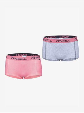 Sada dvou dámských kalhotek v šedé a růžové barvě O'Neill SHORTY 2PACK 