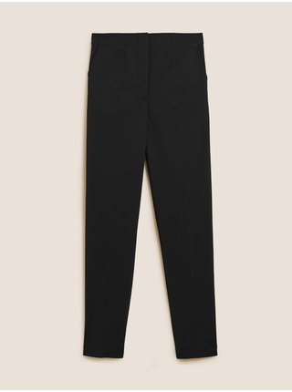 Kalhoty ke kotníkům úzkého střihu ze směsi bavlny Marks & Spencer černá