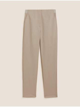 Kalhoty ke kotníkům úzkého střihu ze směsi bavlny Marks & Spencer béžová
