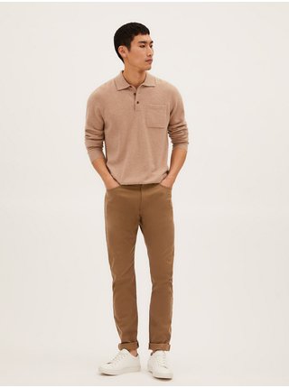 Italské kalhoty s úzkým střihem, 5 kapes Marks & Spencer béžová