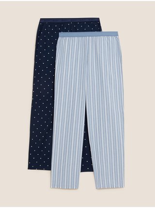 2 ks pyžamových kalhot s technologií Cool Comfort™, z čisté bavlny Marks & Spencer modrá