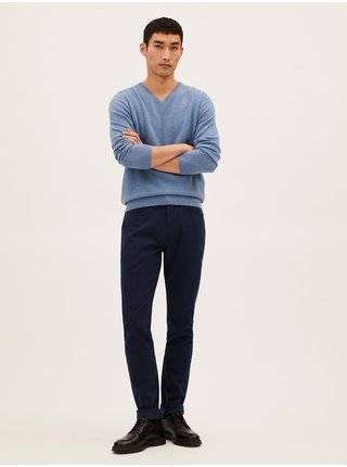 Italské kalhoty s úzkým střihem, 5 kapes Marks & Spencer námořnická modrá