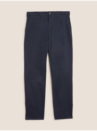 Strečové chino kalhoty normálního střihu Marks & Spencer námořnická modrá