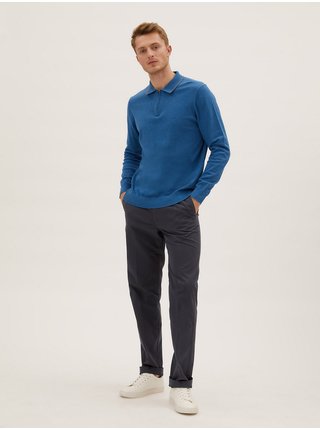 Super lehké chino kalhoty, normální střih Marks & Spencer námořnická modrá