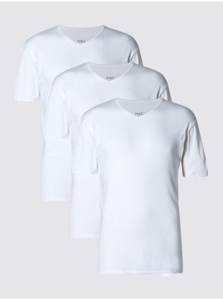 Sada tří bílých pánských triček Marks & Spencer 