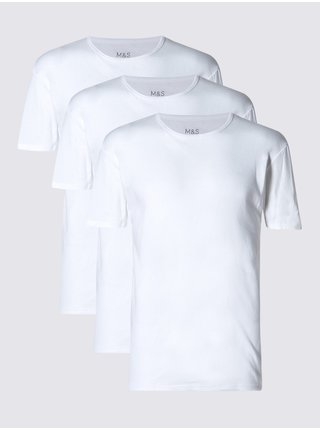 Tričková tílka z čisté bavlny, 3 ks Marks & Spencer bílá