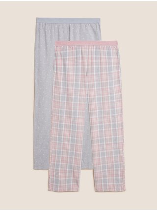 2 ks pyžamových kalhot s technologií Cool Comfort™, z čisté bavlny Marks & Spencer šedá