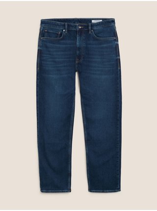 Mimořádné měkké strečové džíny rovného střihu Marks & Spencer námořnická modrá