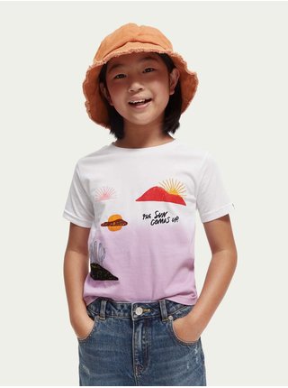 Bílo-růžové holčičí vzorované tričko Scotch & Soda
