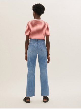 Džíny Authentic s rovnými nohavicemi a vysokým pasem Marks & Spencer námořnická modrá