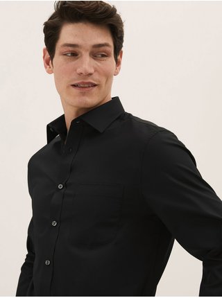 Košeľa úzkeho strihu s dlhým rukávom, 3 kusy v balení Marks & Spencer čierna