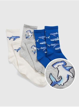 Modré detské ponožky žralok GAP, 3 páry