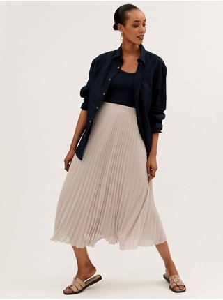 Béžová dámska plisovaná midi sukňa Marks & Spencer