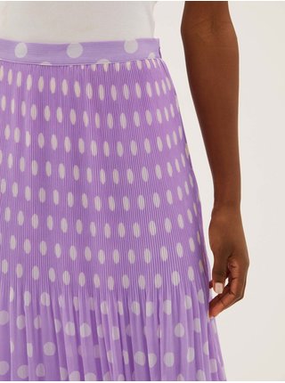 Plisovaná midaxi sukňa s bodkami Marks & Spencer fialová