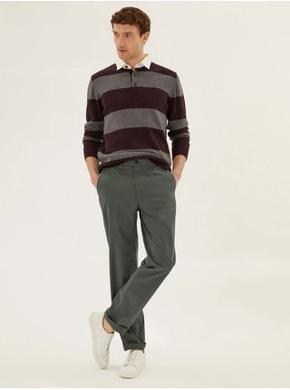 Super lehké chino kalhoty, normální střih Marks & Spencer zelená