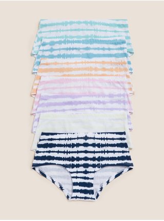 Farebná sada siedmich kusov dievčenských nohavičiek s batikovanou potlačou a vysokým podielom bavlny (2–16 rokov) Marks & Spencer