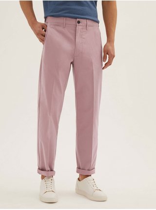 Super lehké chino kalhoty, normální střih Marks & Spencer růžová