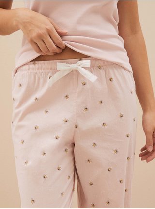Pyžamové nohavice z čistej bavlny, s potlačou včiel Marks & Spencer ružová