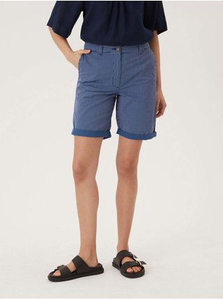 Chino šortky s vysokým pásom s vysokým podielom bavlny Marks & Spencer námornicka modrá