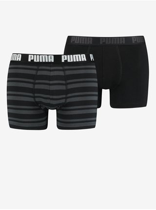 Sada dvou pánských boxerek v tmavě šedé a černé barvě Puma