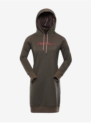 Tmavě hnědé dámské mikinové šaty s kapucí Alpine Pro LAKIA 2