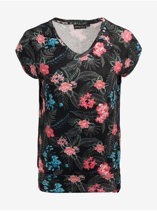 Černé dámské květované tričko ALPINE PRO PINEA