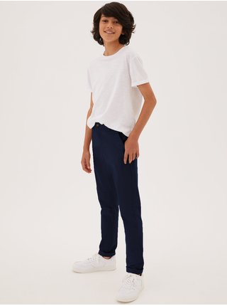 Bavlněné kalhoty chino se strečem (3–16 let) Marks & Spencer námořnická modrá