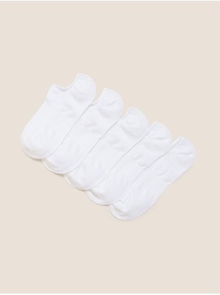 Balení 5 párů mimořádně pohodlných nízkých ponožek Marks & Spencer bílá