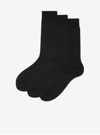 3 páry luxusních ponožek z egyptské bavlny Marks & Spencer černá