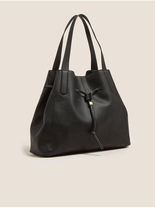 Velká taška z umělé kůže, se stahovací šňůrkou Marks & Spencer černá