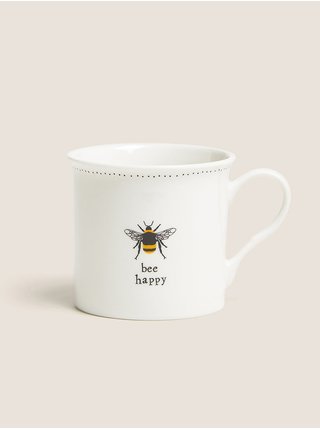 Sada čtyř hrnků s motivem včel v bílé barvě Marks & Spencer    