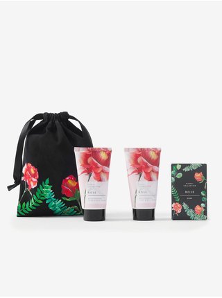 Sada dvou krémů na ruce a mýdla s vůní růže v kosmetické taštičce  Marks & Spencer Floral