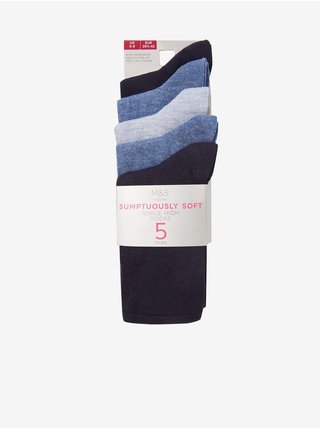 Sada pěti párů dámských ponožek v modré barvě  Marks & Spencer 