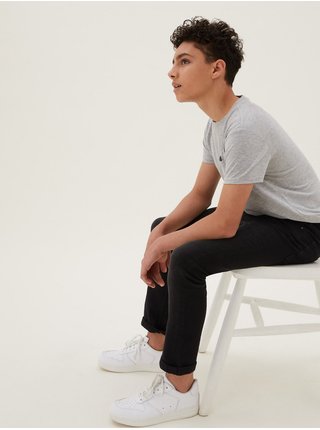 Džíny Jones z bavlny se strečem, normální střih (6–16 let) Marks & Spencer černá