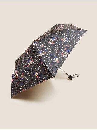 Kompaktní deštník s květinovým potiskem a technologií Stormwear™ Marks & Spencer černá