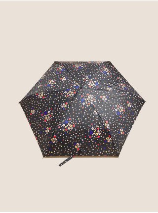 Kompaktní deštník s květinovým potiskem a technologií Stormwear™ Marks & Spencer černá