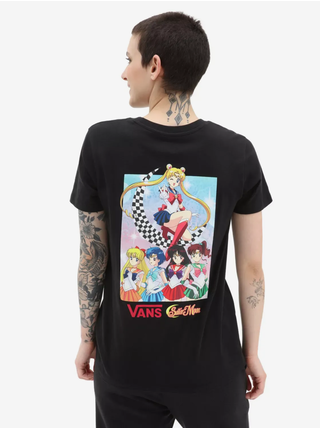 Čierne dámske tričko s potlačou na chrbte Vans x Sailor Moon