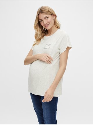 Světle šedé dámské těhotenské tričko s potiskem Mama.licious Kiky