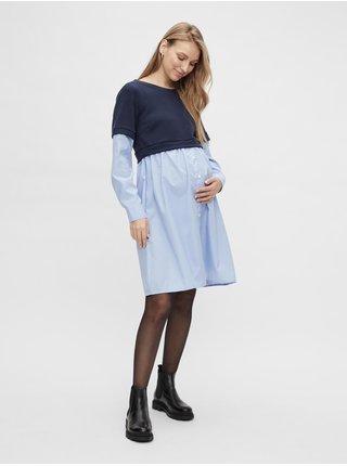 Modré košilové těhotenské šaty Mama.licious Vera