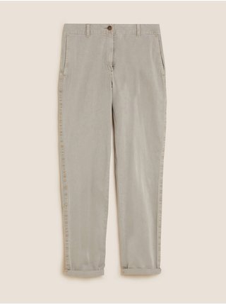 Zúžené chino kalhoty ke kotníkům s vysokým podílem bavlny Marks & Spencer béžová